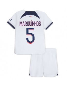 Paris Saint-Germain Marquinhos #5 Dječji Gostujuci Dres kompleti 2023-24 Kratak Rukavima (+ kratke hlače)